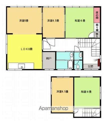 筑肥線 一貴山駅 徒歩46分 2階建 築44年(5SDK)の間取り写真