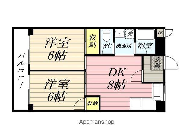 コトブキハイツ(2DK/4階)の間取り写真