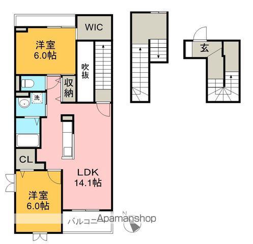リサイア・K2(2LDK/3階)の間取り写真