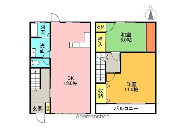 ビレッジ二本松A(2LDK/2階)の間取り写真