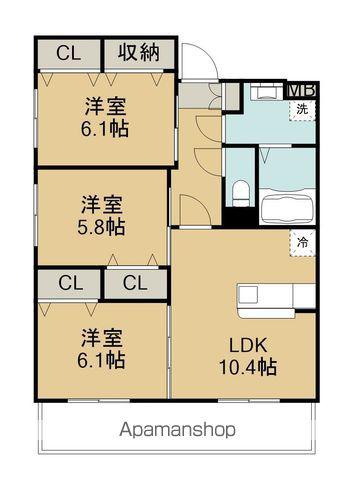 ユーミー三芳2(3LDK/4階)の間取り写真
