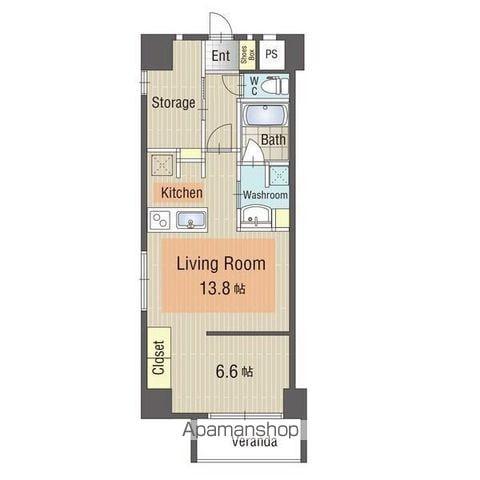 U・TOPIA TOWER(1SLDK/8階)の間取り写真