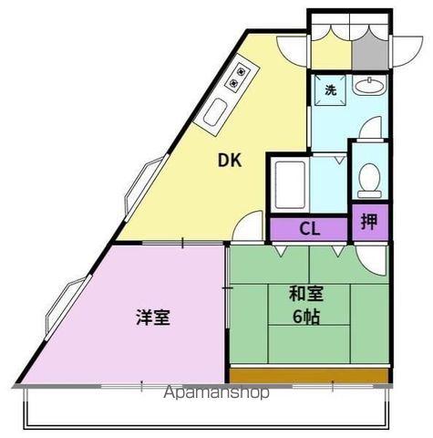 プレーンビル(2DK/2階)の間取り写真