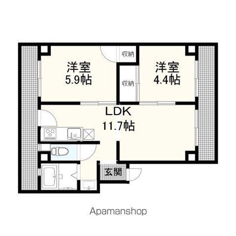 ネクサス和歌浦1(2LDK/4階)の間取り写真
