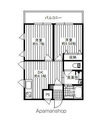 ダイヤモンドクレスト南柏(2DK/1階)の間取り写真
