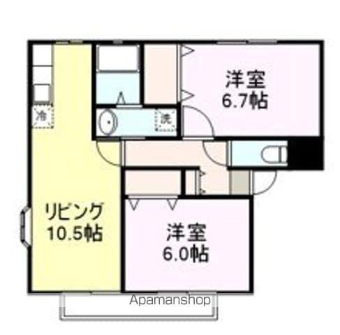 ウッドフラッグ(2LDK/1階)の間取り写真