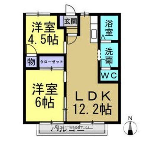 パークヒルズ梨子ノ木(2LDK/1階)の間取り写真