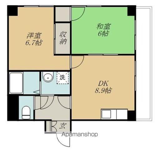 KS宮城野(2DK/3階)の間取り写真