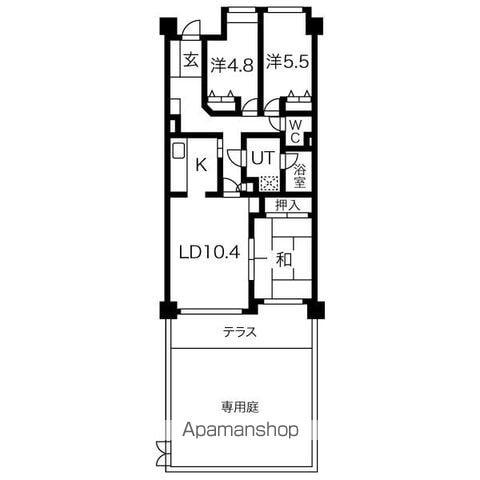 エクセレンス志賀本通(3LDK/1階)の間取り写真