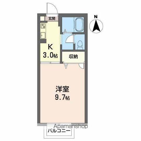 ガーデンヒルズ(1K/2階)の間取り写真