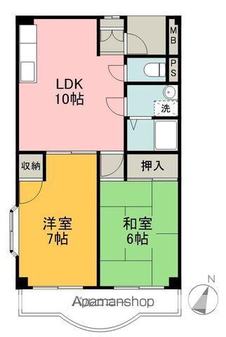 ビアンカ狭山(2LDK/4階)の間取り写真