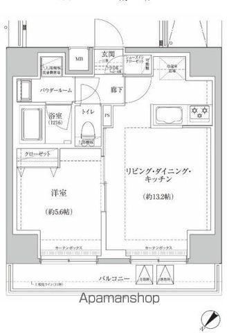 RELUXIA伊勢佐木長者町(1LDK/8階)の間取り写真