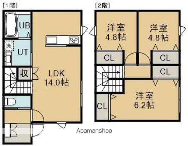 函館市電本線湯川線 湯の川駅 徒歩18分 2階建 築9年(3LDK)の間取り写真