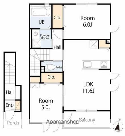 サウスサンド(2LDK/2階)の間取り写真