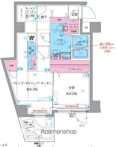 ジェノヴィア東向島4(1SLDK/4階)の間取り写真