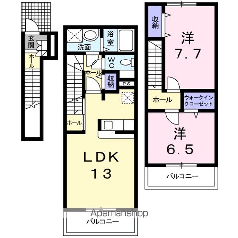 シャトーブリエⅠ(2LDK/2階)の間取り写真