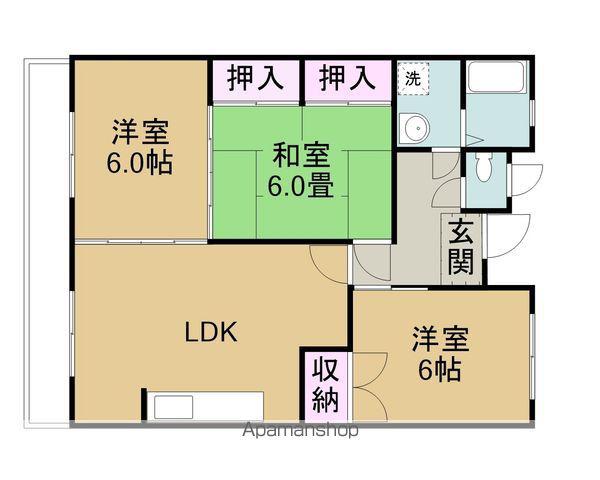 とみたハイツ(3LDK/1階)の間取り写真