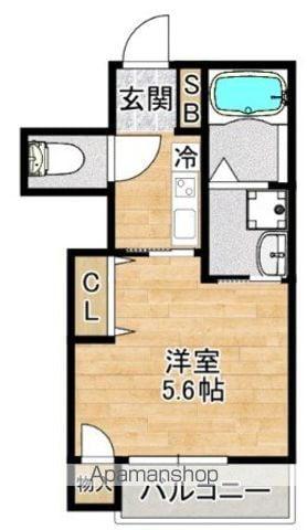 フェリーチェ谷保(1K/4階)の間取り写真