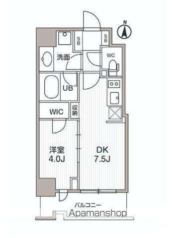 シーズンフラッツ両国サウス(1DK/6階)の間取り写真
