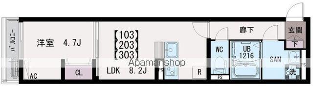 イクシオ横浜国大前(1LDK/1階)の間取り写真