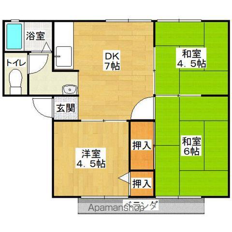 サンシティ栗ノ木(3DK/2階)の間取り写真