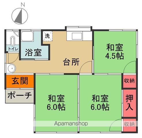 常磐線 いわき駅 バス乗車時間:30分 郷ケ丘中央バス停で下車 徒歩3分 1階建 築50年(3K)の間取り写真