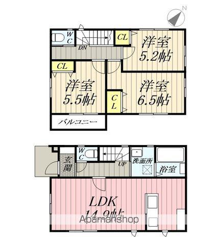 つくばエクスプレス 三郷中央駅 徒歩26分 2階建 新築(3LDK)の間取り写真