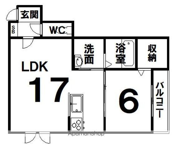 南浜町6番(1LDK/2階)の間取り写真