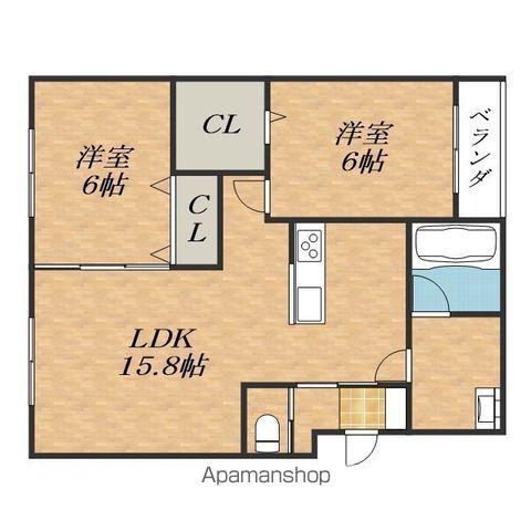 西6南29MS(2LDK/3階)の間取り写真