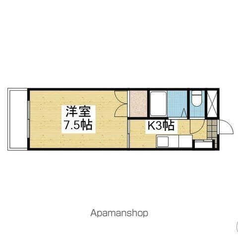 ブルースカイ朝日ヶ丘(1K/2階)の間取り写真
