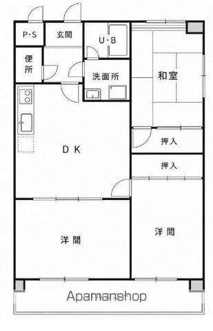 グレース牧の里 南棟(3DK/1階)の間取り写真