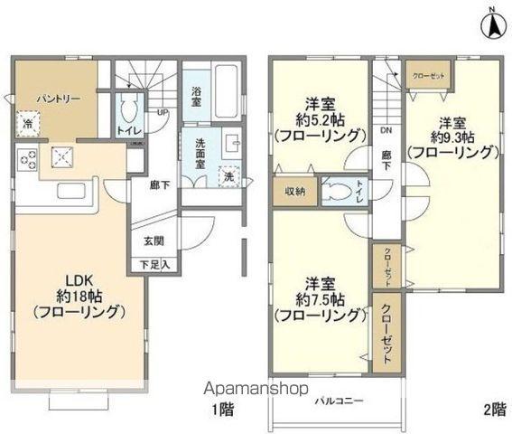 京成電鉄本線 実籾駅 徒歩21分 2階建 築4年(3LDK)の間取り写真
