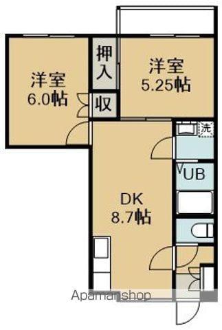 ロイヤルライフ富岡(2DK/1階)の間取り写真
