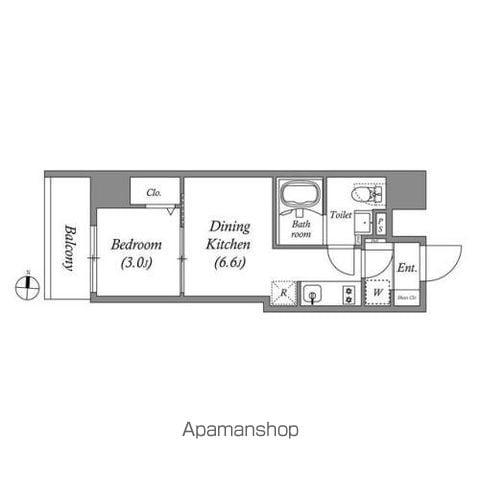 GRANPASEO錦糸町(1DK/6階)の間取り写真