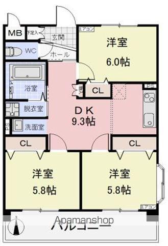 ラ・ブリエ(3DK/2階)の間取り写真