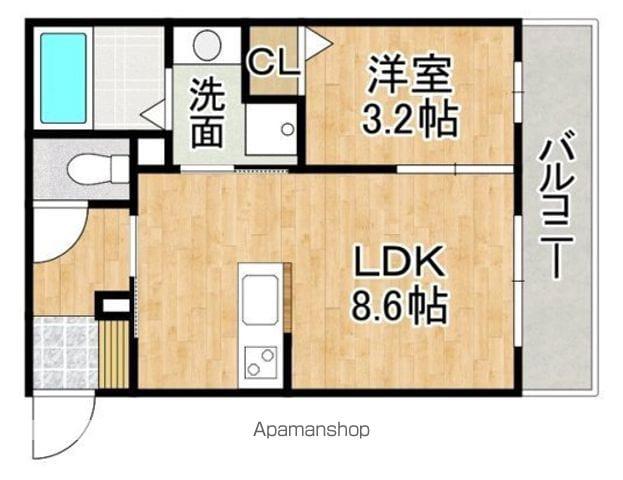 フィーリックス和白丘(1LDK/1階)の間取り写真
