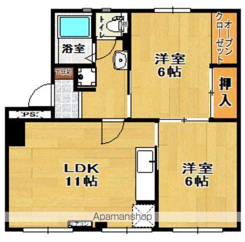 シャンポールド並木 B棟(2LDK/1階)の間取り写真