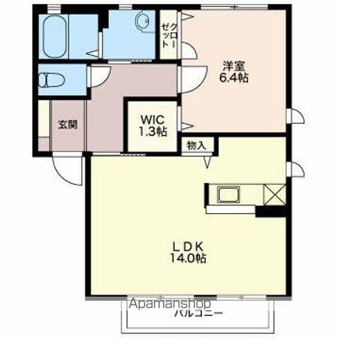 スカイハイツ大門 C棟(1LDK/1階)の間取り写真