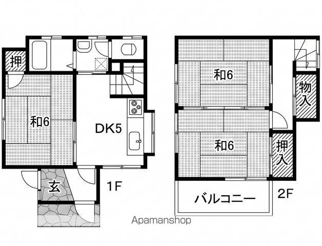 紀勢本線 宮前駅 徒歩14分 2階建 築36年(3DK)の間取り写真