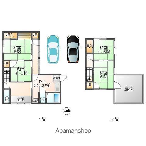 近江鉄道本線 八日市駅 徒歩41分 2階建 築53年(4DK)の間取り写真