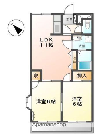 ミルラフィーネ(2LDK/2階)の間取り写真
