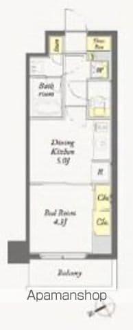 ディームス根岸(1DK/6階)の間取り写真