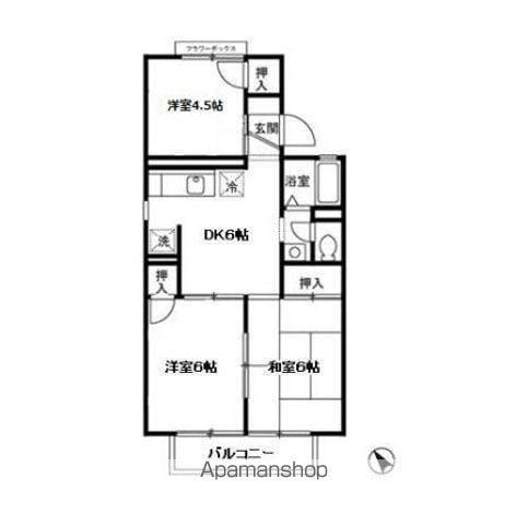 冬築タウン・パートⅡ F棟(3DK/2階)の間取り写真