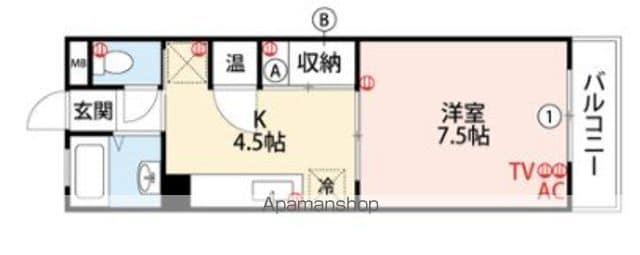 プレアール中央町(1K/7階)の間取り写真