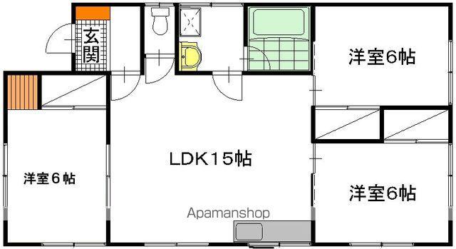 常磐線 勝田駅 徒歩30分 1階建 築37年(3LDK)の間取り写真