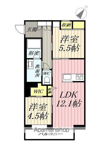 グランディール(2LDK/2階)の間取り写真