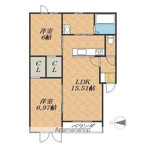 西13南13マンション(2LDK/3階)の間取り写真