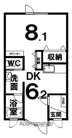LA.CARNAⅡ(1DK/1階)の間取り写真