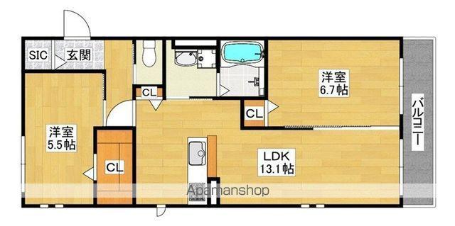 ハイムメゾン長居公園通(2LDK/1階)の間取り写真