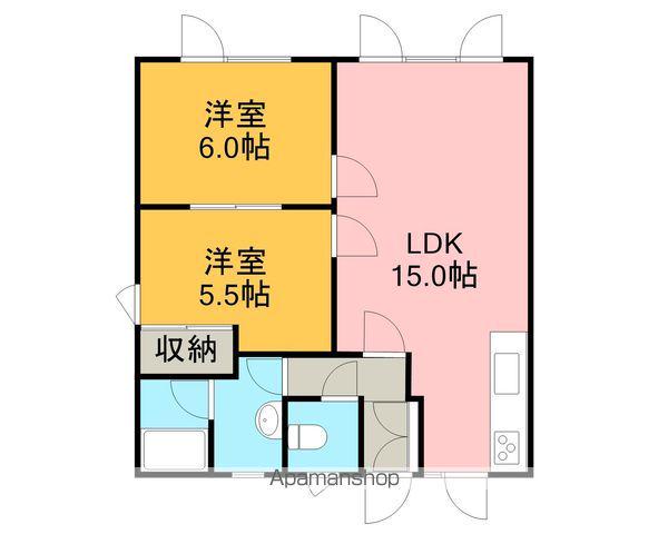 吉野ハイツ(2LDK/1階)の間取り写真